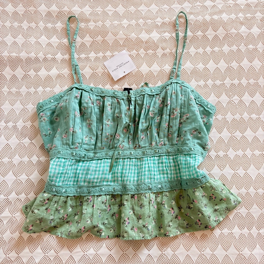 American Eagle turquoise babydoll cami top